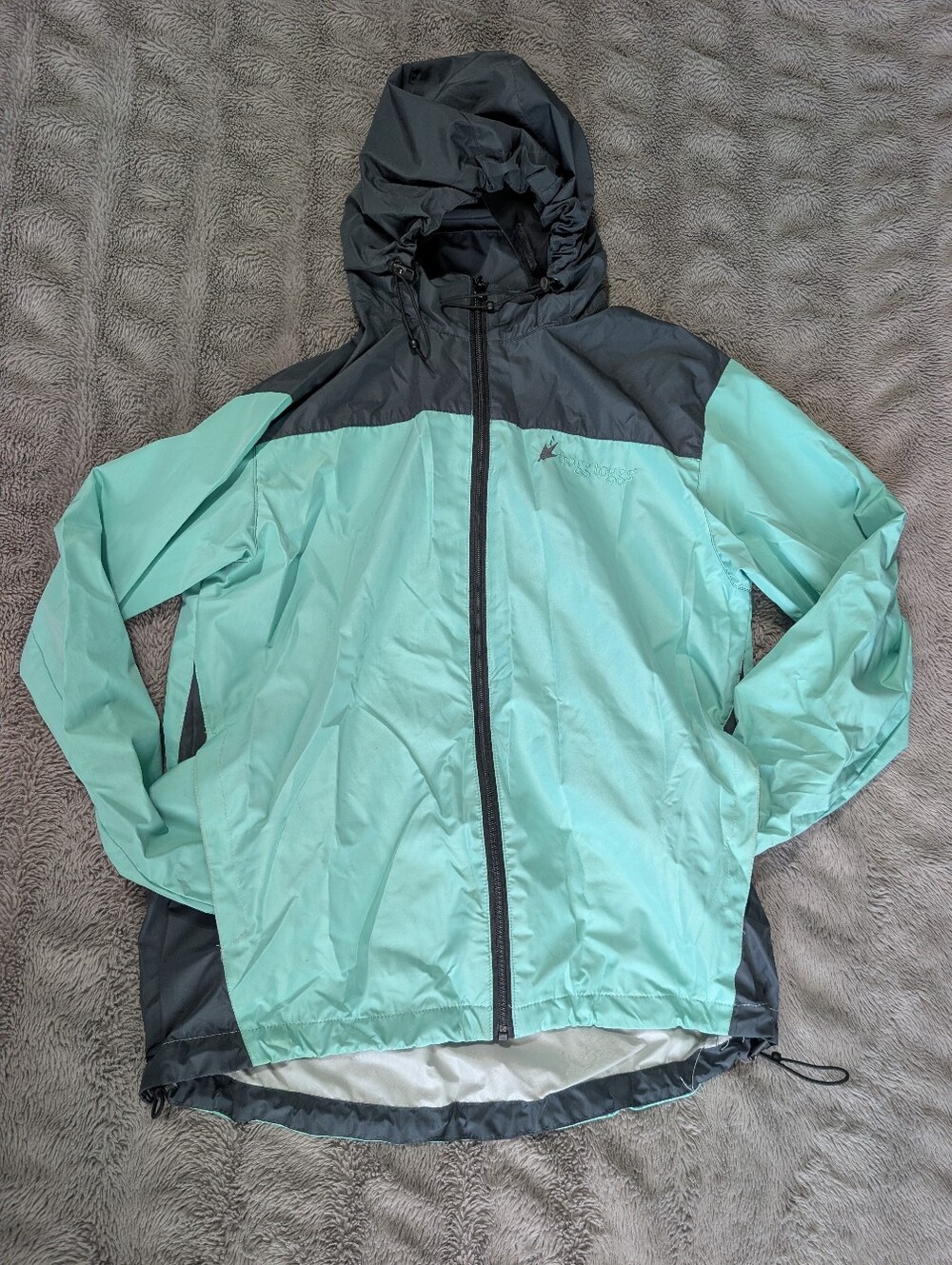 Frogg Togg's Mint & Charcoal Hooded Packable Rain Jacket
